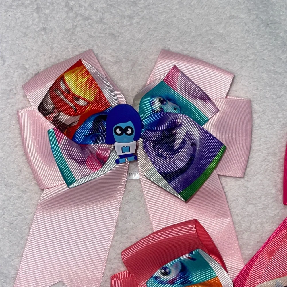 Colorful Inside Out Character Hair Bows set of 3 new